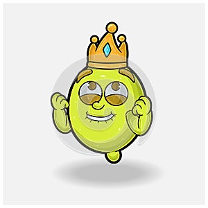 Happy expression with Lemon Fruit Crown Mascot Character Cartoon