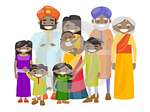 Happy extended indian family with cheerful smile.