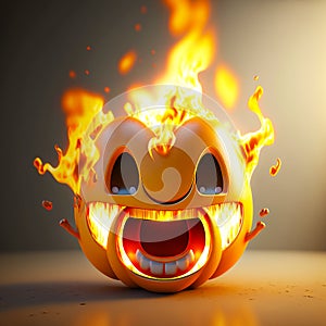 Happy face 3d fire emoji