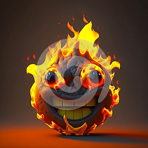 Happy face 3d fire emoji