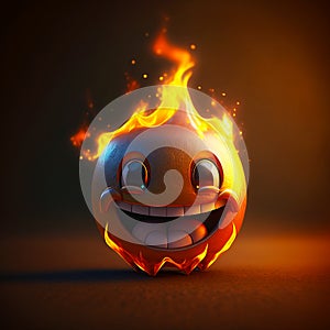 Happy face 3d fire emoji