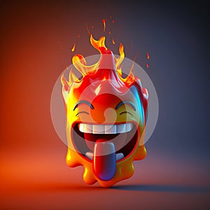 Happy face 3d fire emoji