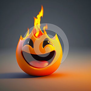 Happy face 3d fire emoji