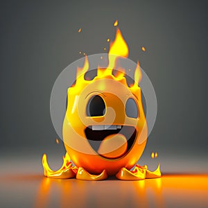 Happy face 3d fire emoji