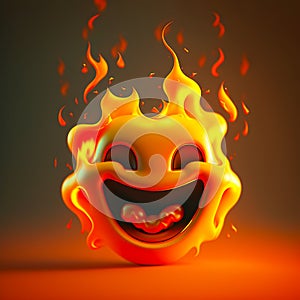 Happy face 3d fire emoji