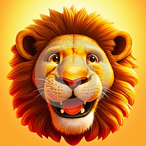 Happy face 3d lion emoji