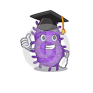 Happy face of bacteria bacilli in black graduation hat for the ceremony