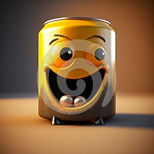 Happy face can emoji 3D