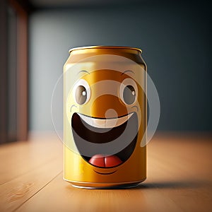 Happy face can emoji 3D