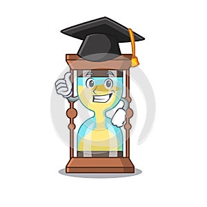 Happy face of chronometer in black graduation hat for the ceremony