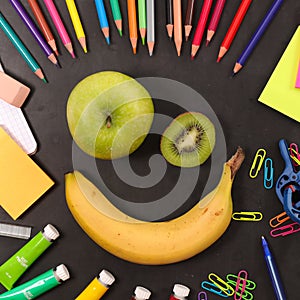 Happy face with fruit