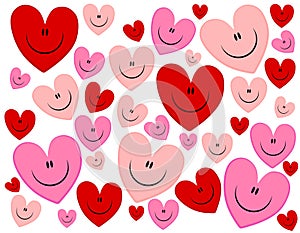 Happy Face Hearts Valentine's Background