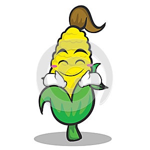 Happy face sweet corn character cartoon