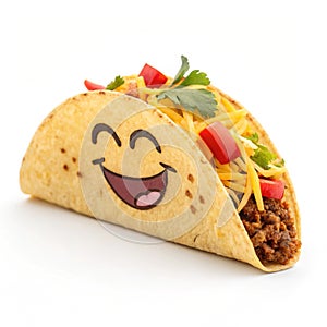 Happy Face Taco Clipart isolated on white background