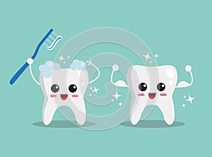 Happy face tooth illustration set