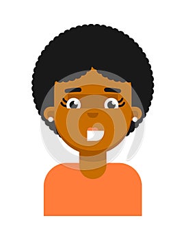 Happy facial expression of black girl avatar