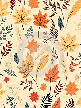 happy fall autumn leaves pattern background