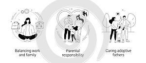 Happy family abstract concept vector illustrations.