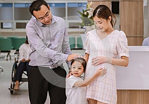 happy family asian Pregnant in hospital