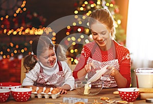 Happy family bake christmas cookies