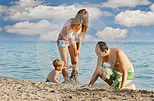 Happy family on beach