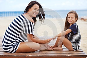 Happy family at beach photo