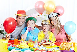 Happy family and birthday