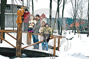 Happy family on a brich