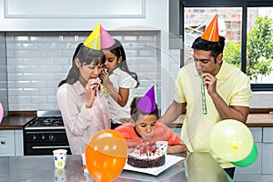 Happy family celebrating a birthday