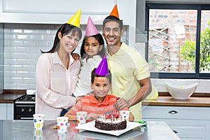 Happy family celebrating a birthday