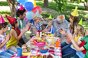 Happy family celebrating a birthday