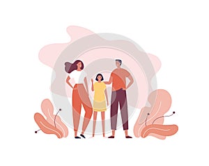 Happy family character concept. Vector flat male and female people illustration. Couple of hispanic mother and father with