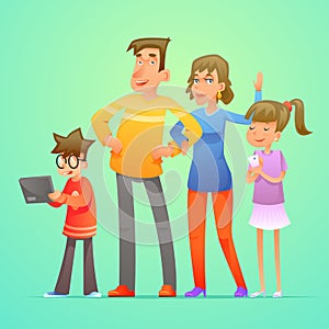 Happy family characters set cartoon design vector illustration