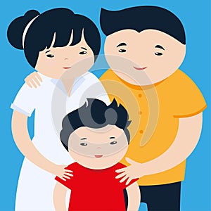 happy family with a child in the hands of parents