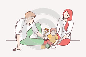 Happy family with child, parenthood, childhood concept