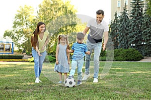 Happy family with children spending time together