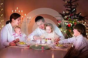 Happy family at Christmas dinner