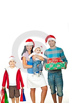 Happy family with Christmas gifts