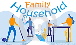 Happy Family Clean Home and Cooking on Weekend.