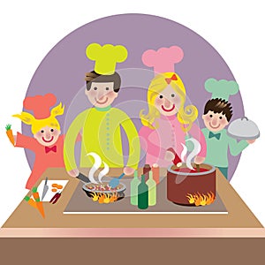 Glückliche familie Kochen 