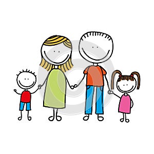 happy family drawing isolated icon design