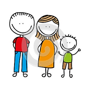 happy family drawing isolated icon design