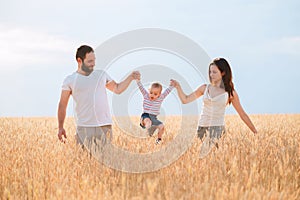 Happy family enjoy outdoor time together
