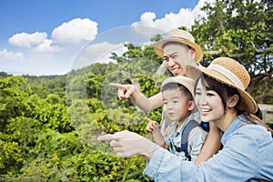 Happy family enjoy summer vacation and  looking the view