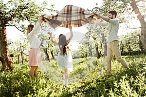 Happy family enjoying spring together