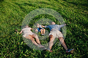 Happy family enjoying together in summer day