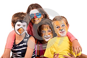 Happy family with face-paint