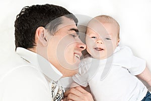 Happy family - father and baby