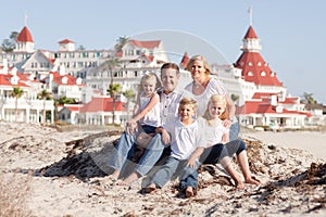 Happy Family in Front of Hotel Del Coronado