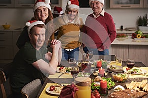 Happy family gathering for Christmas